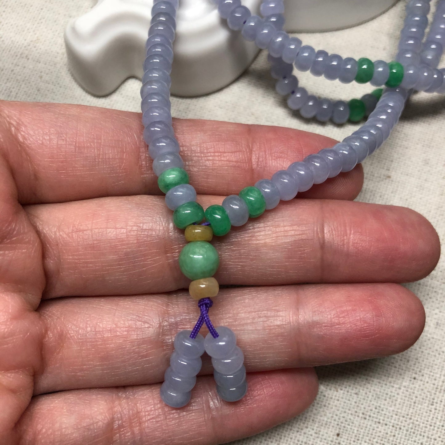 5.6 mm Grade A Dainty Icy Rich Lavender Bead Jadeite Jade Bracelet 225mm length