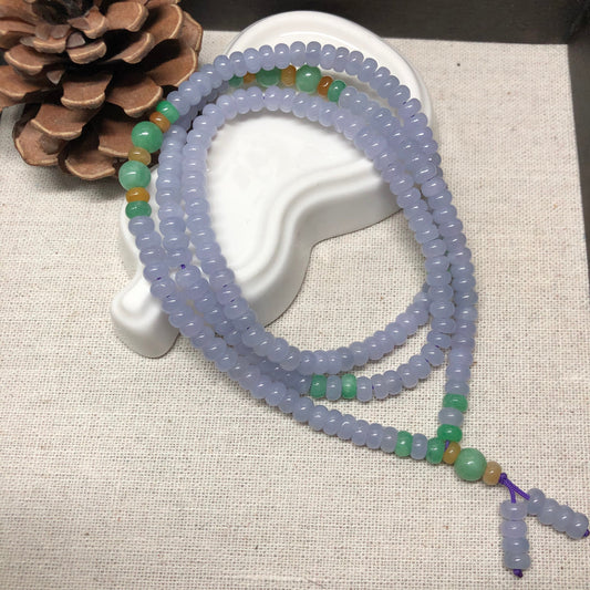 5.6 mm Grade A Dainty Icy Rich Lavender Bead Jadeite Jade Bracelet 225mm length