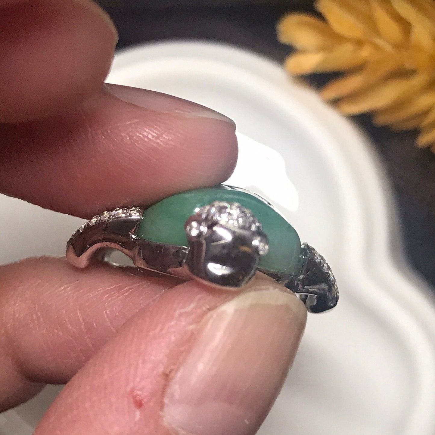 SALE: Grade A Green Jadeite Jade Unique Turtle Pendant 925 Silver