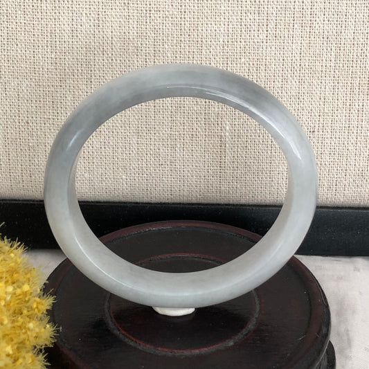 56mm Grade A Earthy Wuji Grey Oval SHAPED Jadeite Jade Bangle