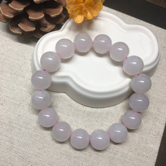 12.3 mm Grade A Icy Light Pink Jade Jadeite Bracelet 12.3 mm x 16 bead bracelet