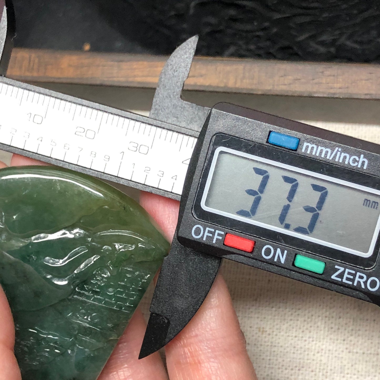 Grade A  Carved Yellow Green Jadeite Jade Mountain Landscape Scenery Pendant with Neck Rope Tie