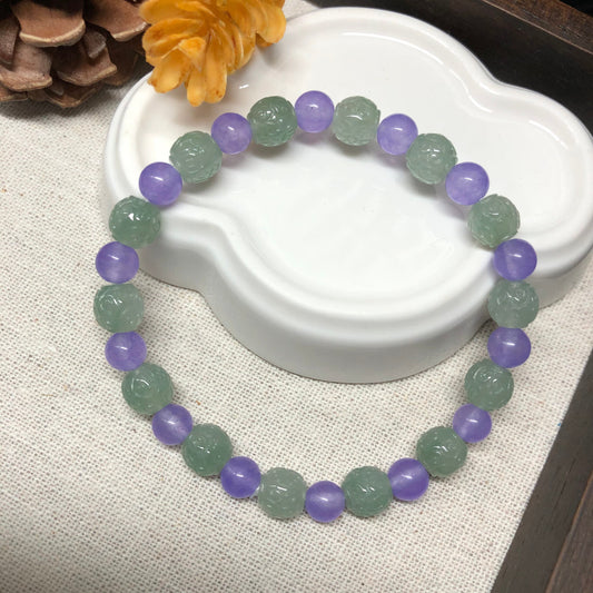 7.7 mm Grade A Icy Jade Jadeite Bracelet 7.7 mm x 14 bead bracelet
