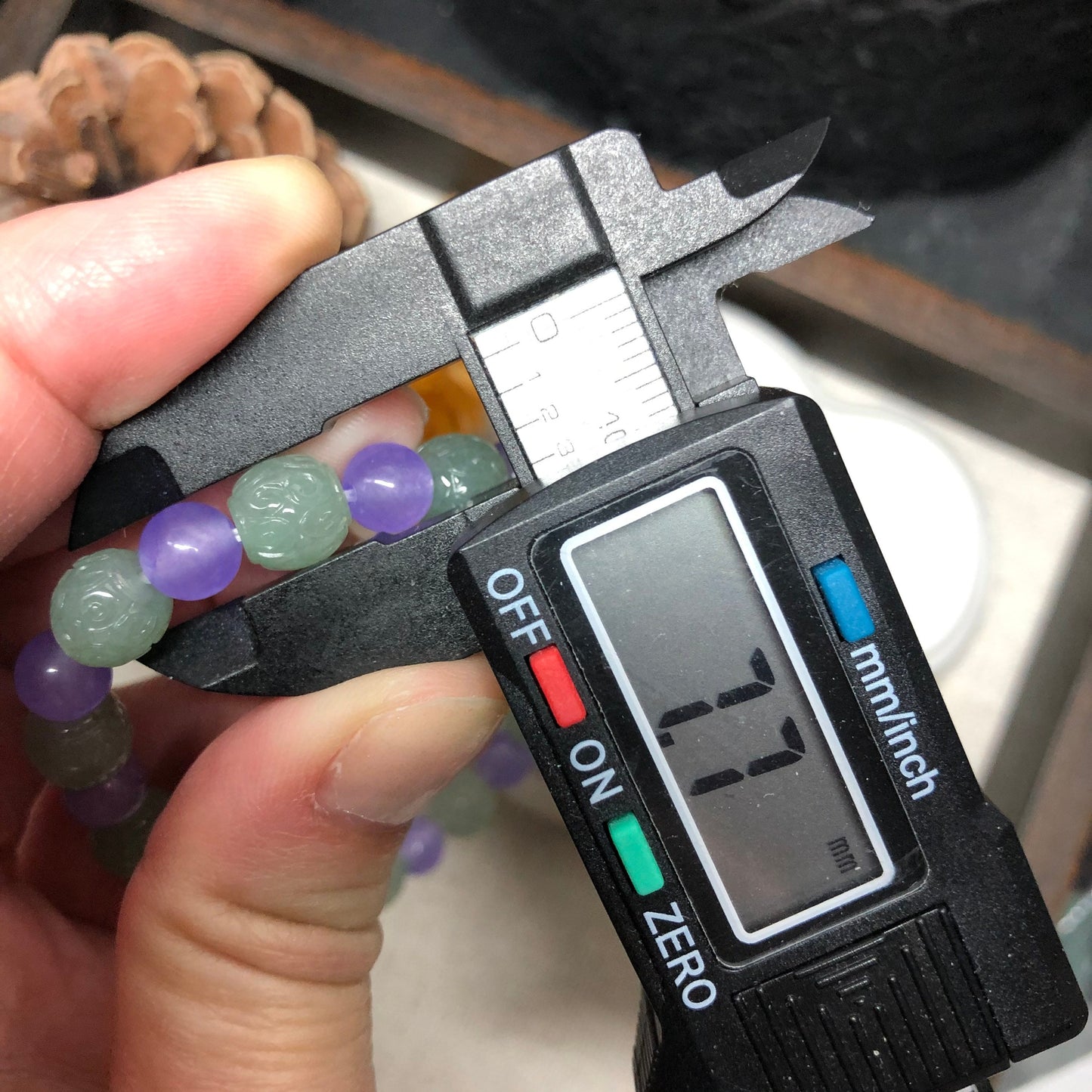 7.7 mm Grade A Icy Jade Jadeite Bracelet 7.7 mm x 14 bead bracelet