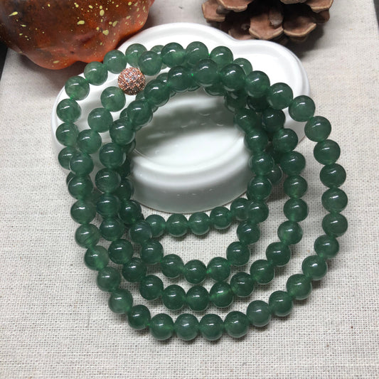 7.3 mm Grade A Icy Green Bead Bracelet 7.3 mm x 108 bead bracelet