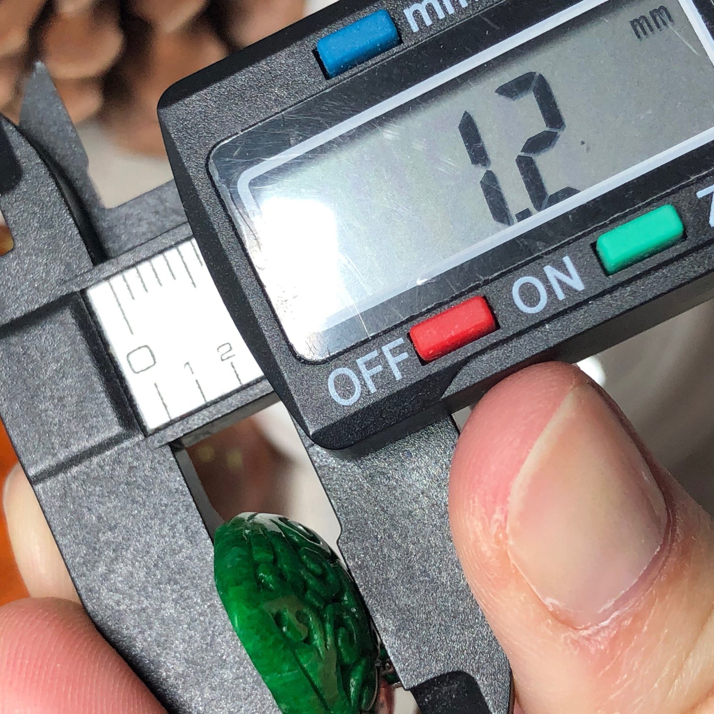 Certified Myanmar Grade A Sharp Green Carved Floral Design Pendant with silver buckle