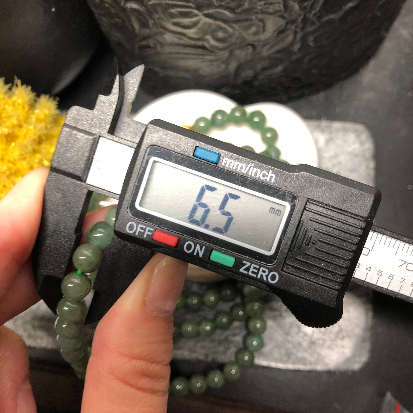 6.5 mm Grade A Green Jadeite Jade Bead Bracelet Necklace 6.5 mm x 103 pcs.