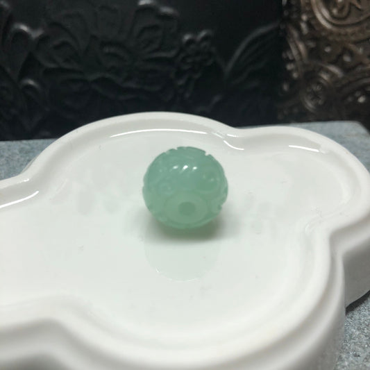 14.1 mm Grade A Apple Green Jadeite Jade Barrel Pendant Bracelet