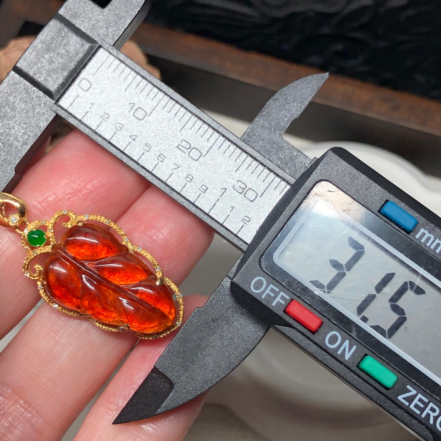 RESERVED: Certified Myanmar Grade A  Red Brown Leaf Jadeite Jade Pendant