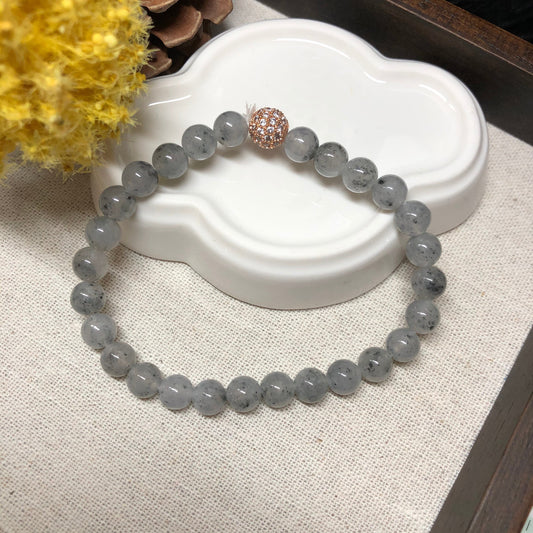 Certified Myanmar Grade A Icy Wuji Jade Jadeite Bracelet 7 mm x 27 bead bracelet