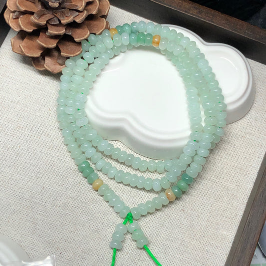 5.6 mm Grade A Icy Glutinous Light Green Jadeite Jade Flat Bead Bracelet