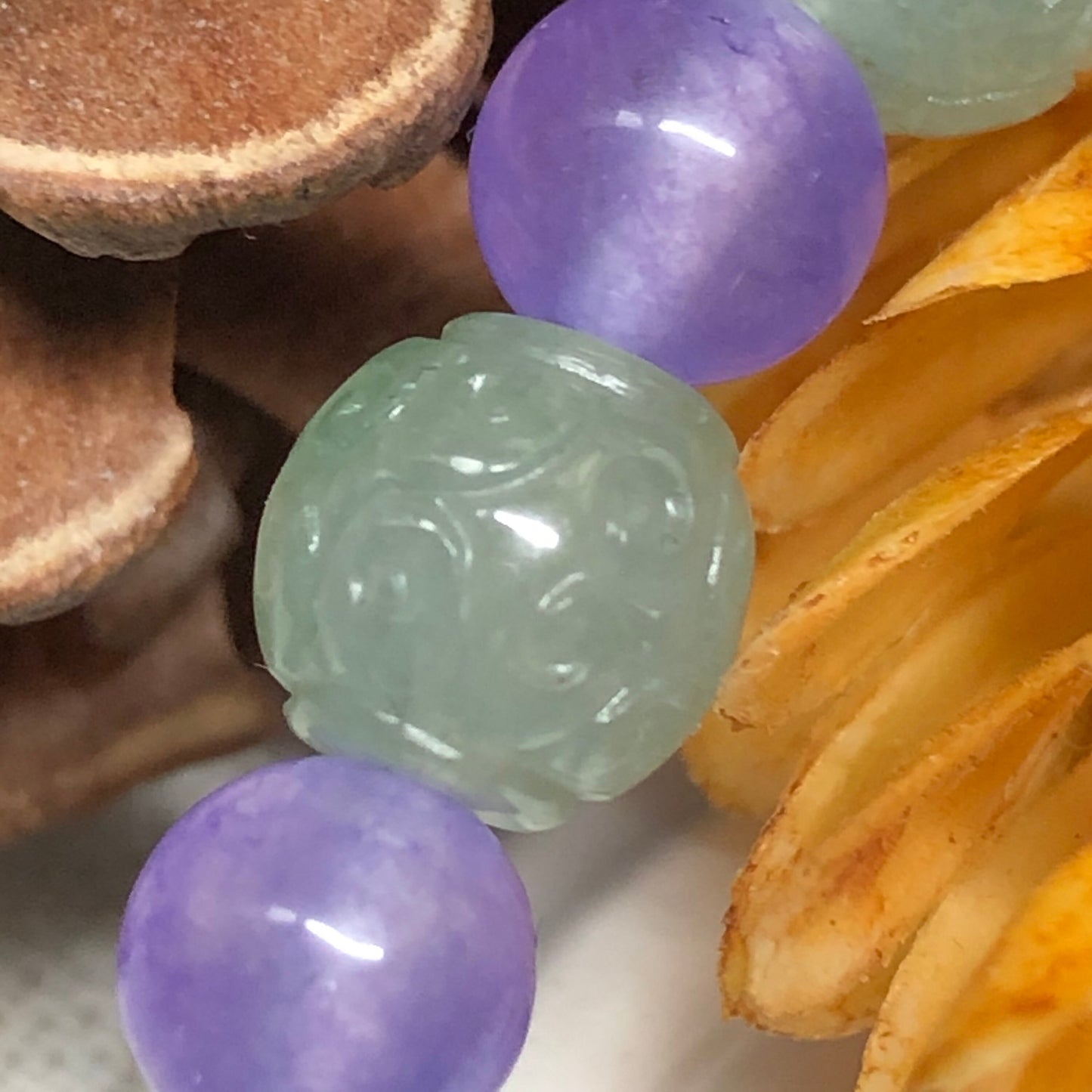 7.7 mm Grade A Icy Jade Jadeite Bracelet 7.7 mm x 14 bead bracelet