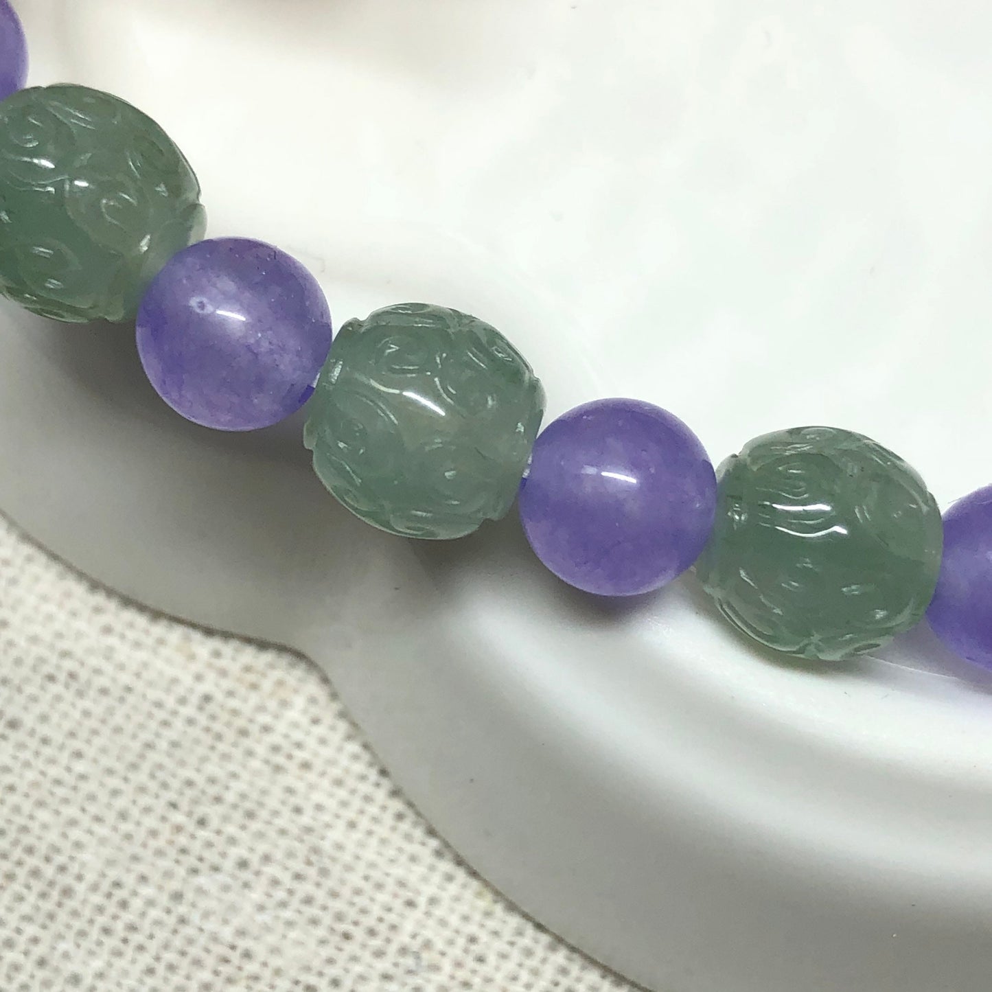 7.7 mm Grade A Icy Jade Jadeite Bracelet 7.7 mm x 14 bead bracelet