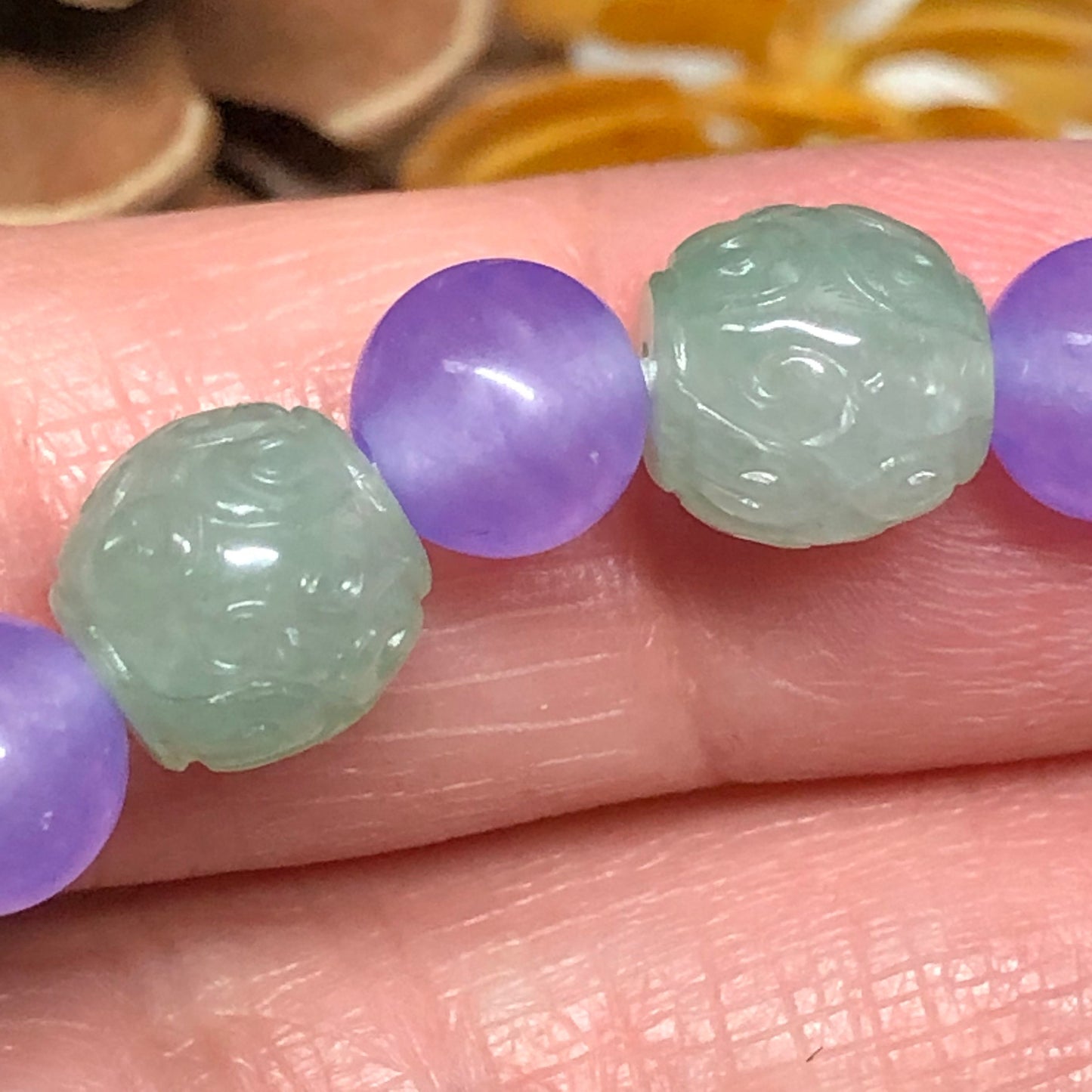 7.7 mm Grade A Icy Jade Jadeite Bracelet 7.7 mm x 14 bead bracelet