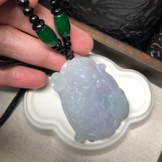 SALE: Certified Myanmar Grade A Carved Jadeite Jade Dragon Turtle Animal Pendant Medallion