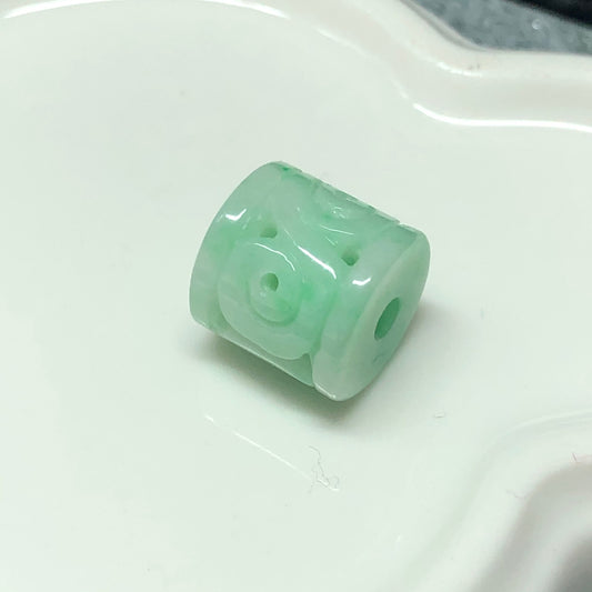 SALE: 9.6 mm Certified Myanmar Grade A Yang Green Asian Carved Peace Donut Pendant