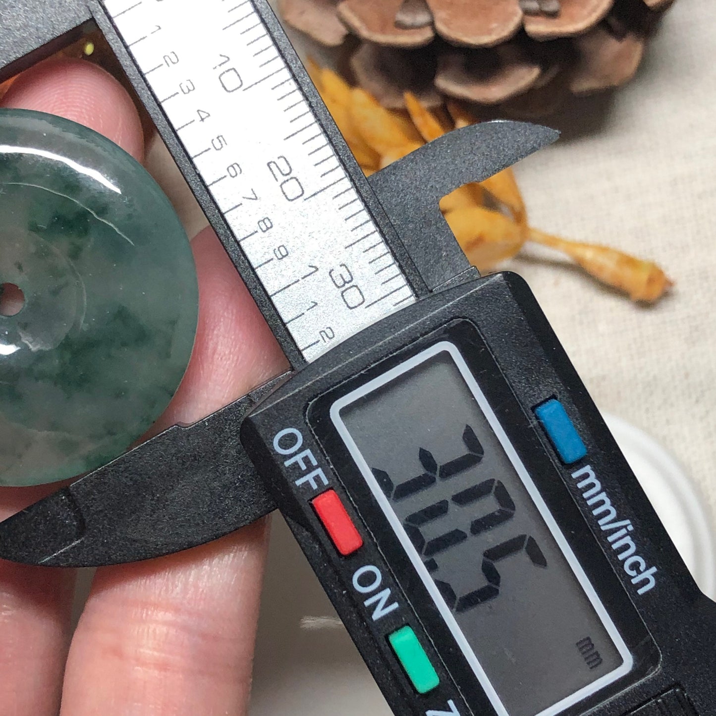 30.5 mm Certified Myanmar Grade A Icy Green Floating Flowers Jadeite Jade Peace Donut Pendant RARE