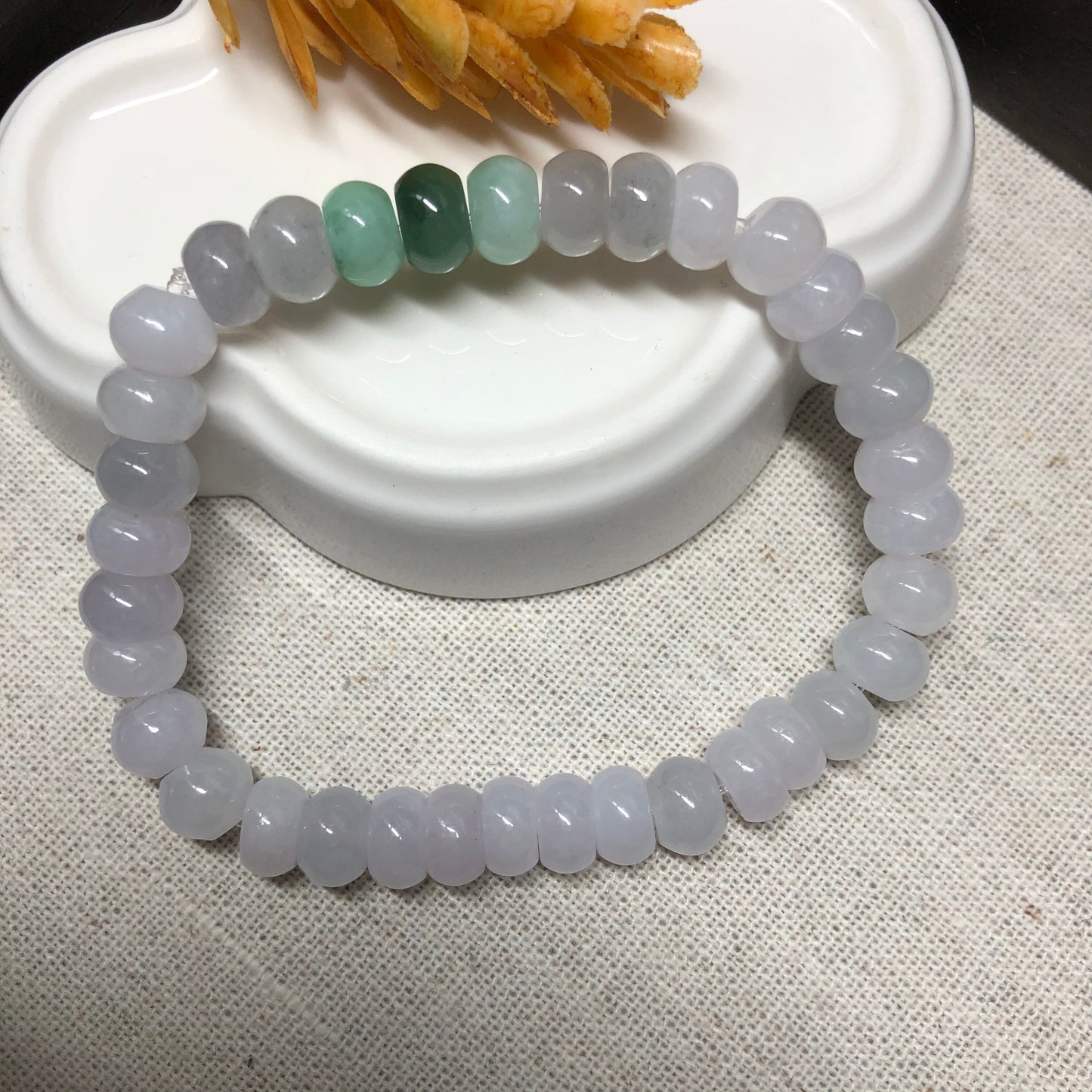 8 mm Grade A Icy Glutinous Lavender Assorted Jadeite Jade Bead Bracelet 35 pcs.