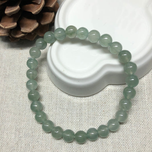 6.5 mm Grade A Icy Green Round Jadeite Jade Bead Bracelet 27 pcs.
