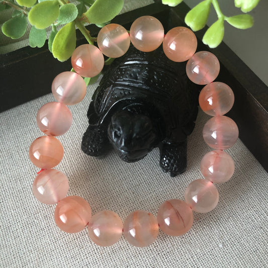 NEW Red Agate Grade A Natural Bead Bracelet Health Circulation Pink Tone