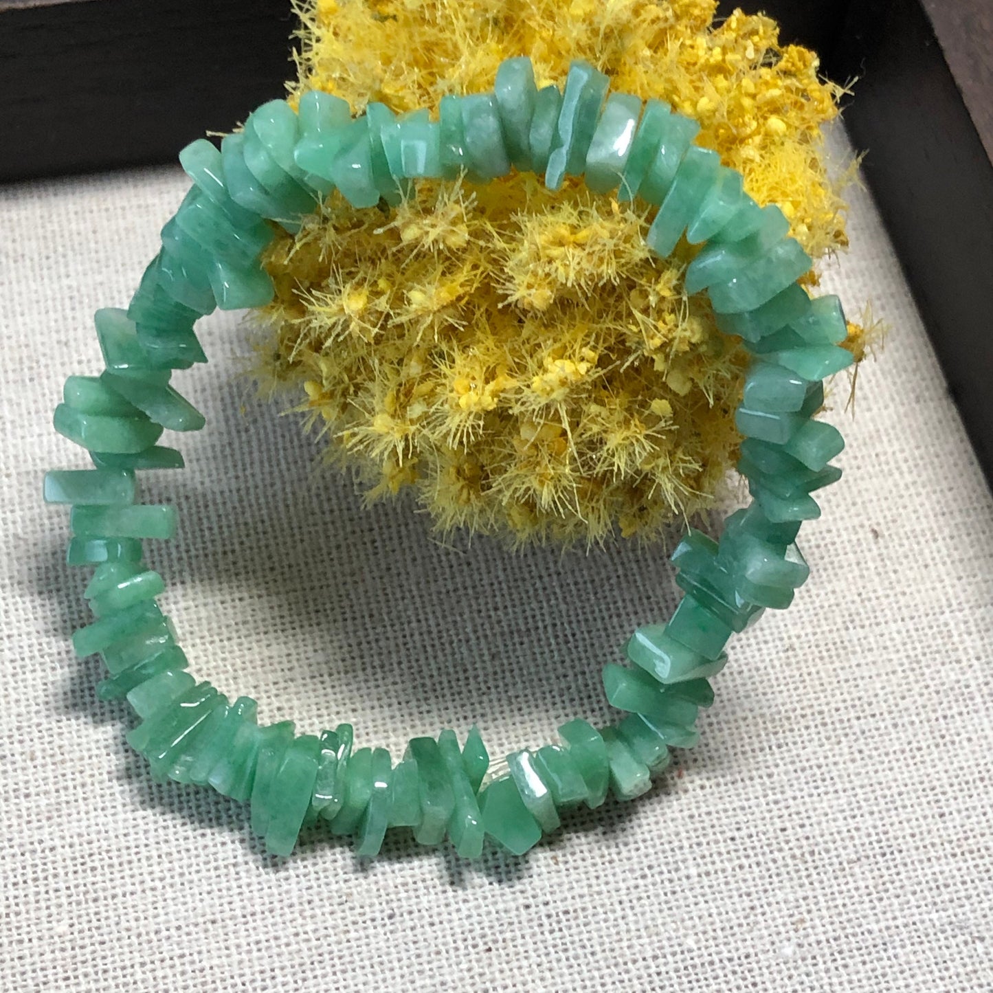 8mm Grade A Icy Translucent Icy Green Asst Diced Cut Shape Jade Jadeite Bracelet