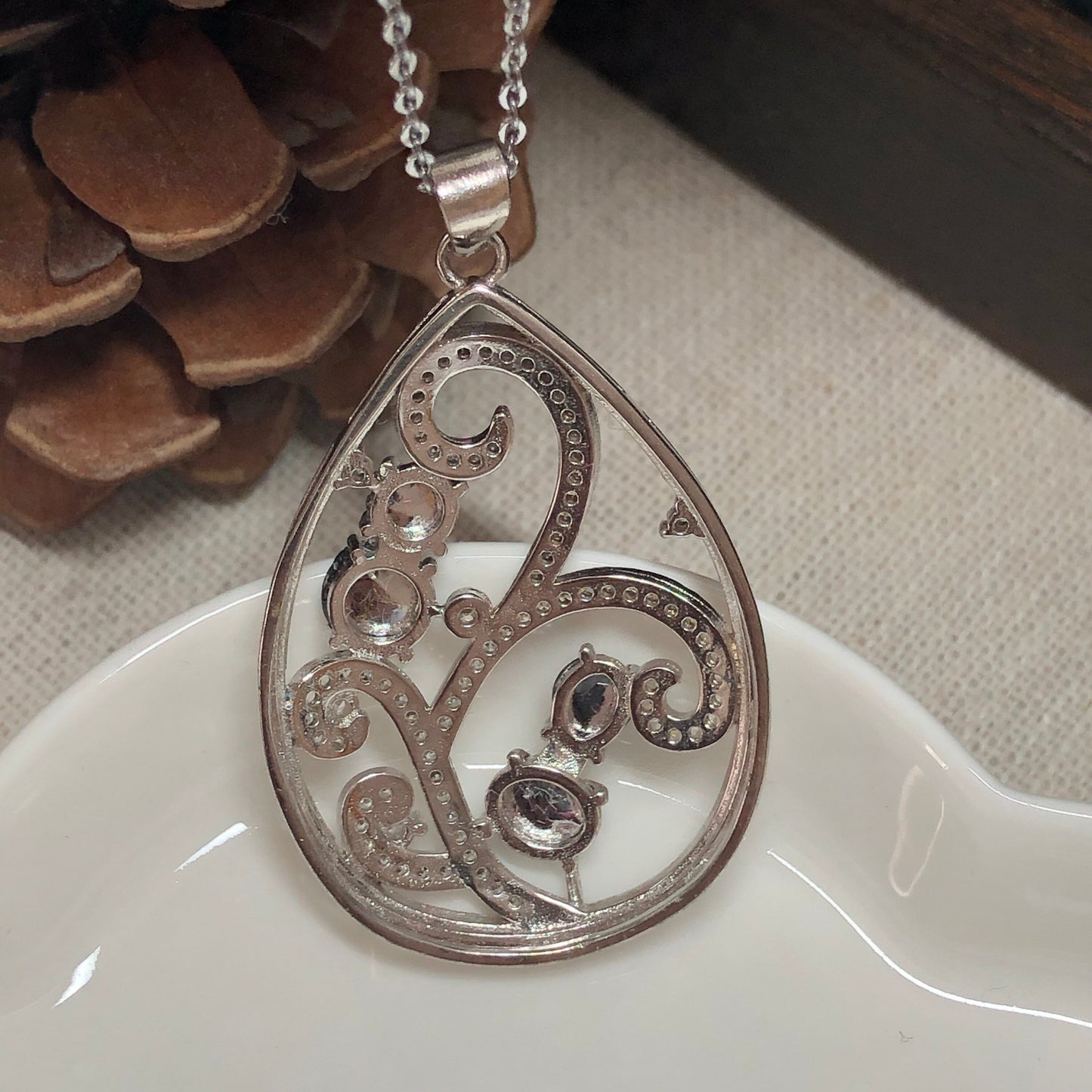 38.5 mm Myanmar Grade A Jadeite Jade Drop Pendant 925 Silver Necklace