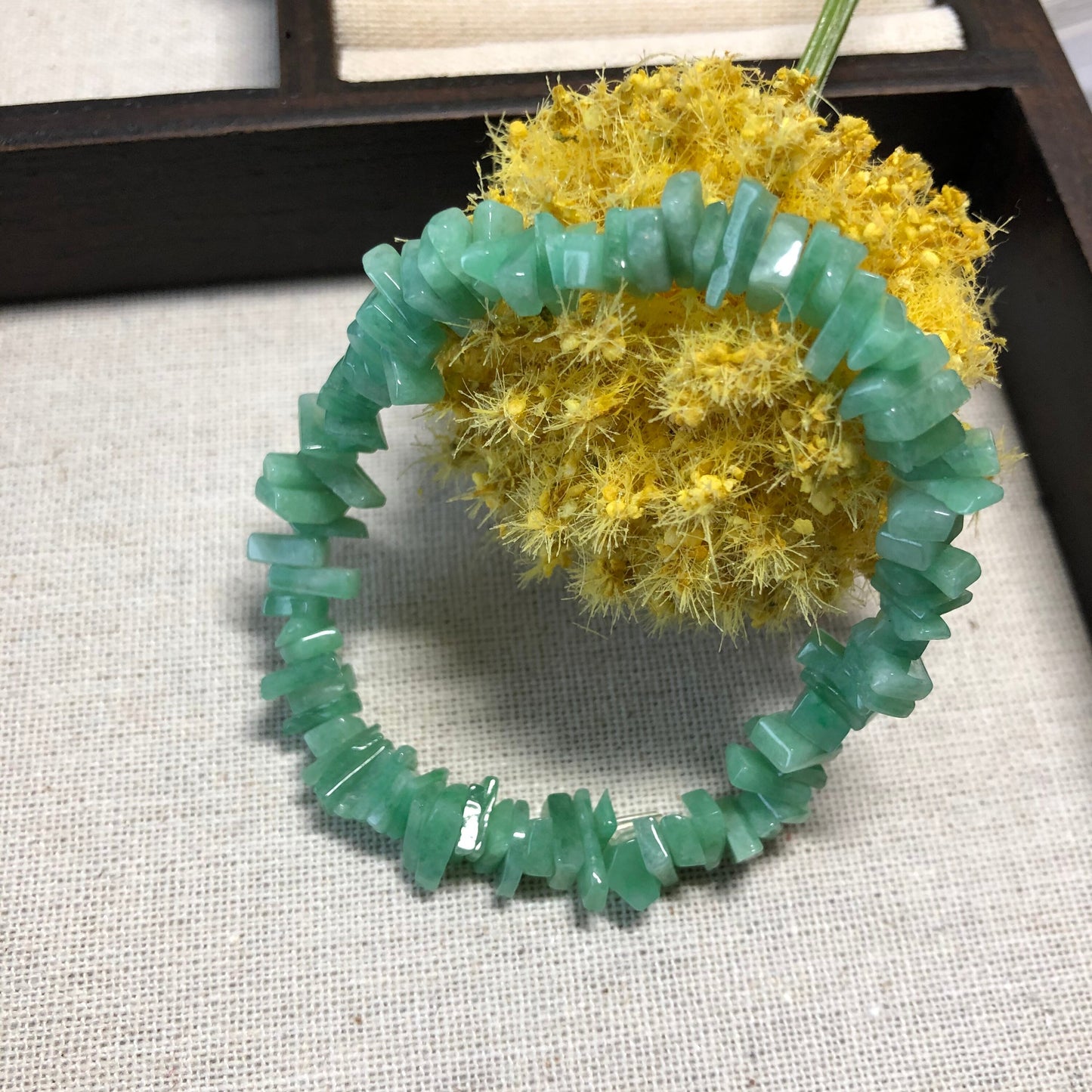 8mm Grade A Icy Translucent Icy Green Asst Diced Cut Shape Jade Jadeite Bracelet