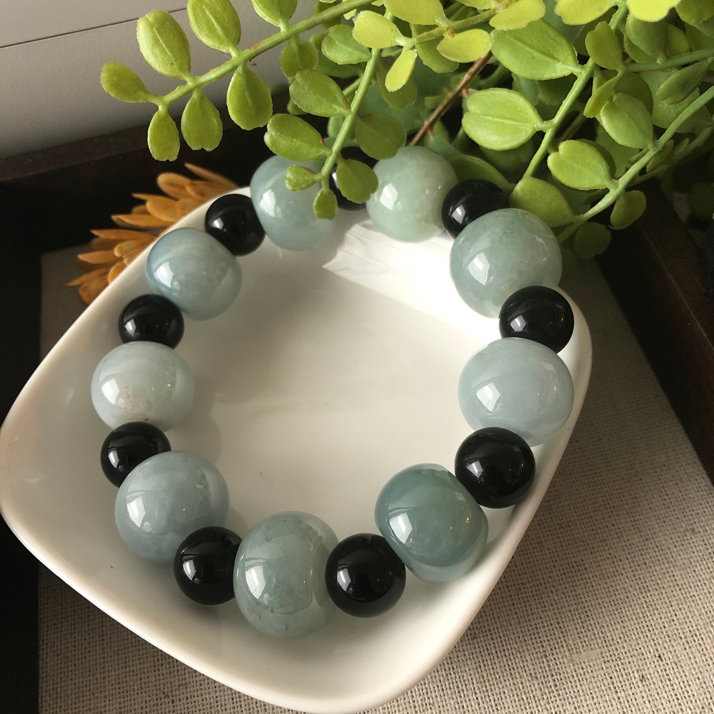 Sale: 17.2 mm Grade A Myanmar Huge Big Icy Green Bead Jadeite Jade Bracelet 9pcs beads