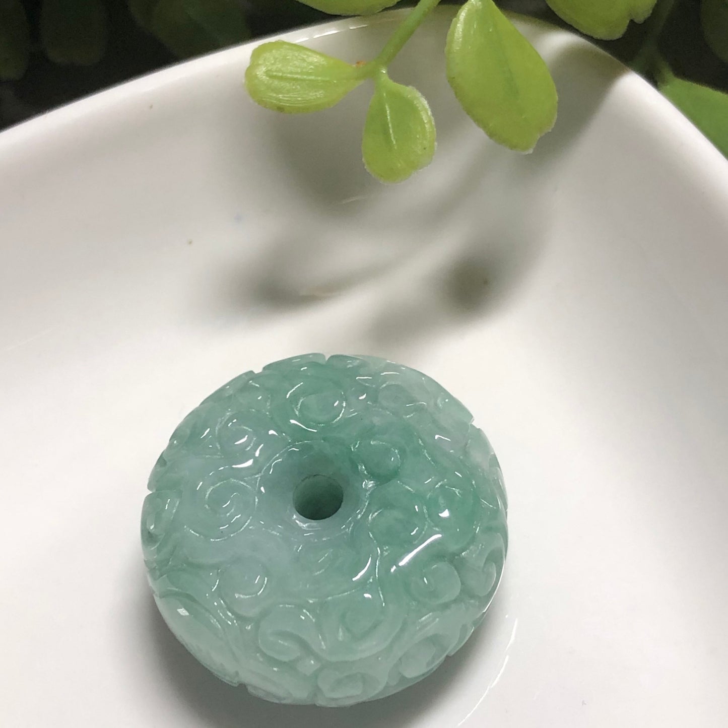 27mm Certified Grade A Jadeite Jade Carved Green Barrel Pendant