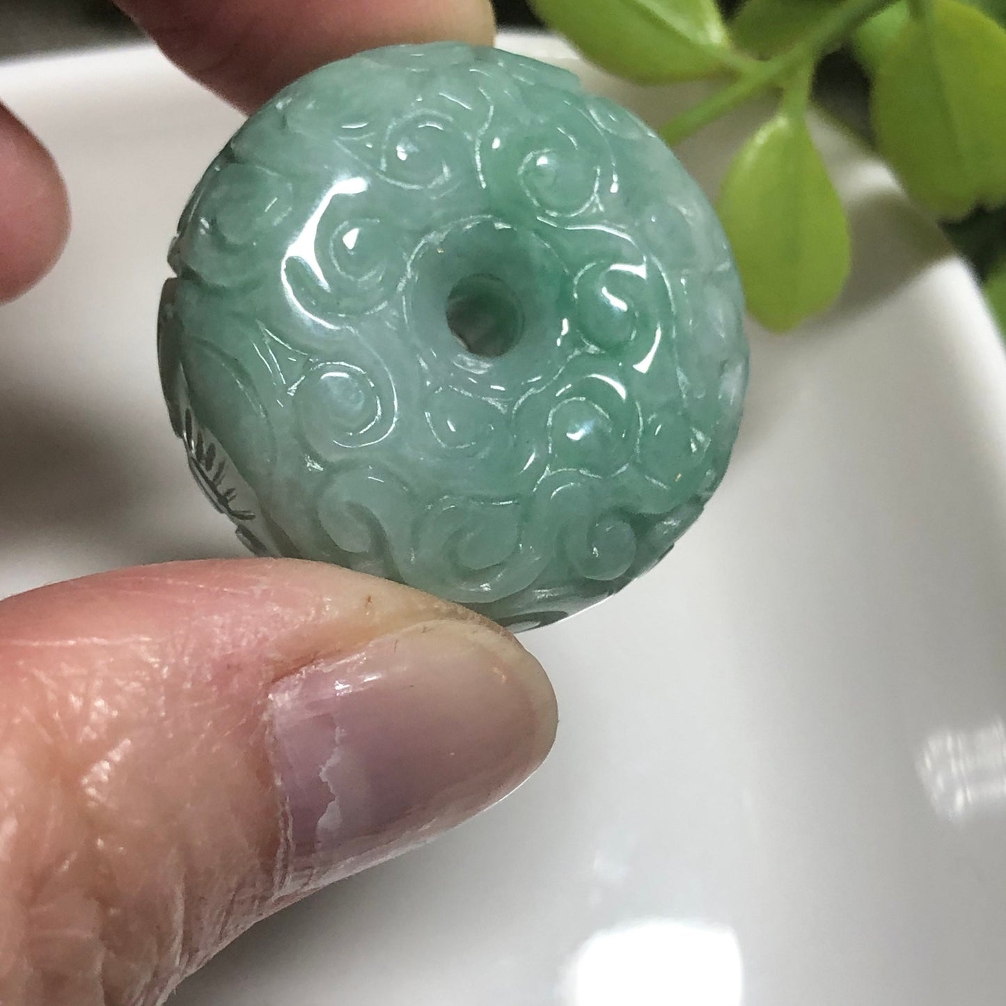 27mm Certified Grade A Jadeite Jade Carved Green Barrel Pendant