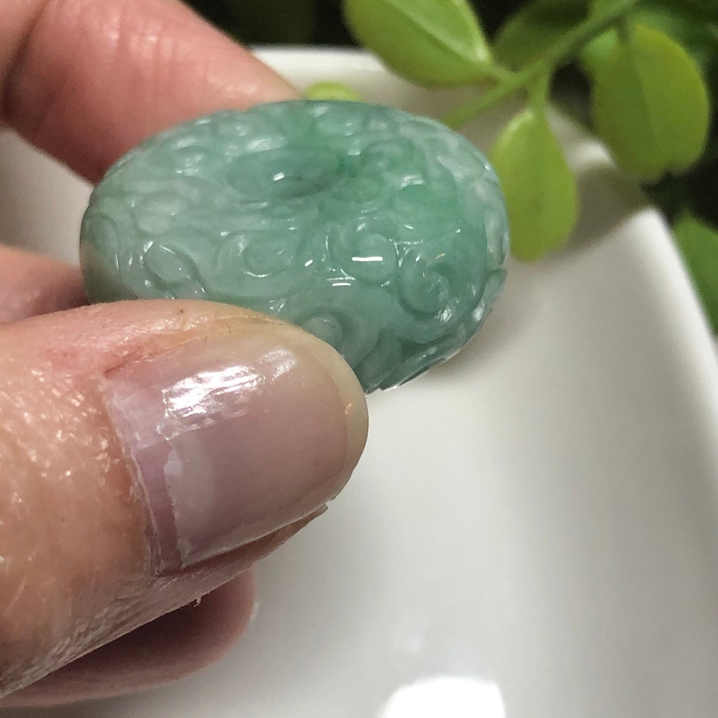 27mm Certified Grade A Jadeite Jade Carved Green Barrel Pendant