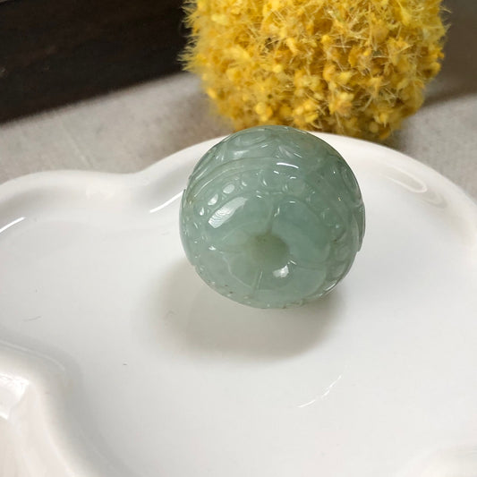 19.7mm Certified Grade A Jadeite Jade Carved Green Barrel Pendant