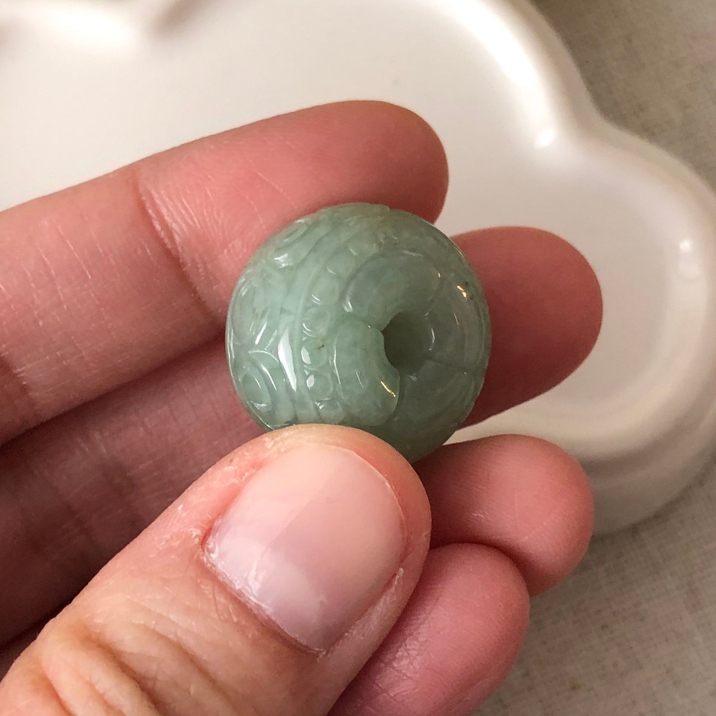 19.7mm Certified Grade A Jadeite Jade Carved Green Barrel Pendant