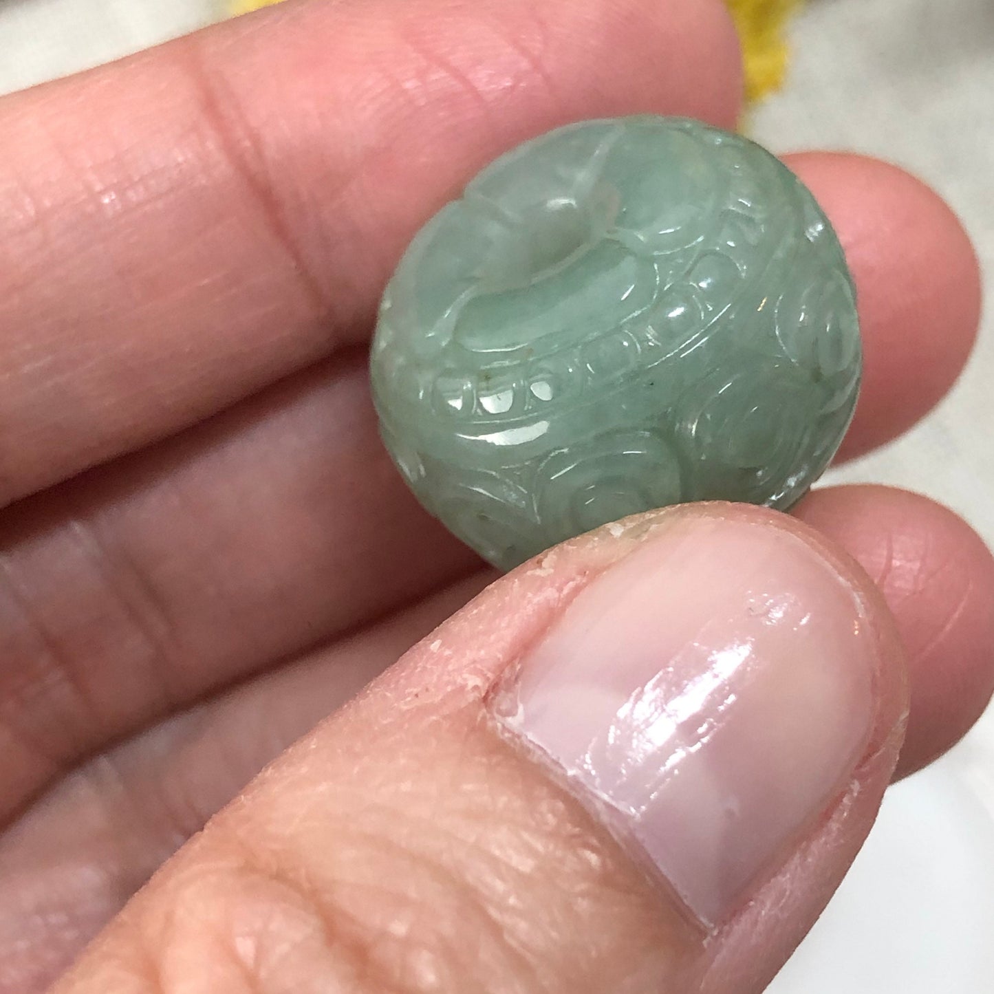 19.7mm Certified Grade A Jadeite Jade Carved Green Barrel Pendant