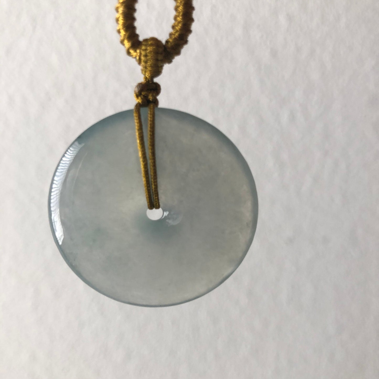 35.8 mm Certified Grade A Icy Sky Blue Jadeite Jade Peace Donut Pendant