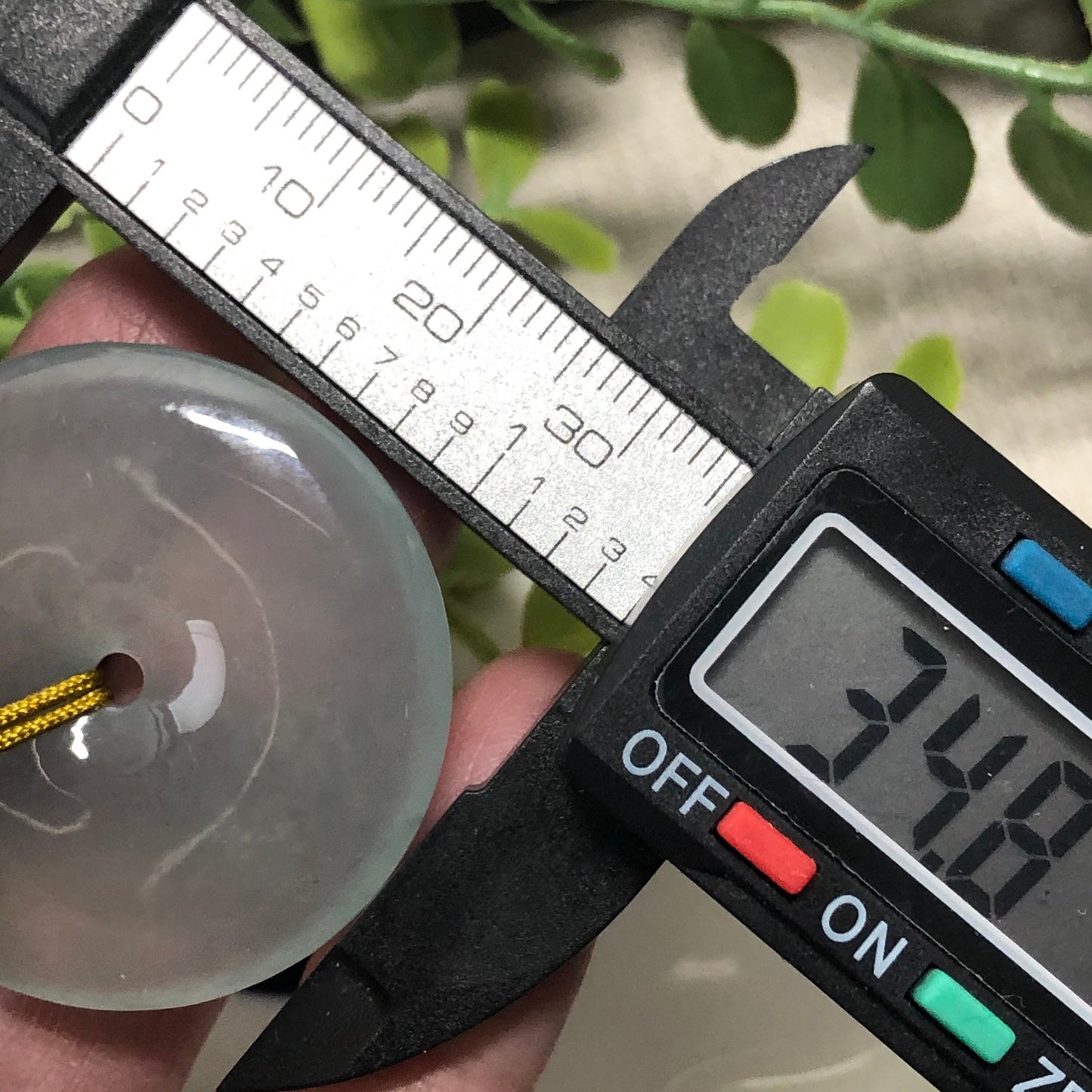 35.8 mm Certified Grade A Icy Sky Blue Jadeite Jade Peace Donut Pendant