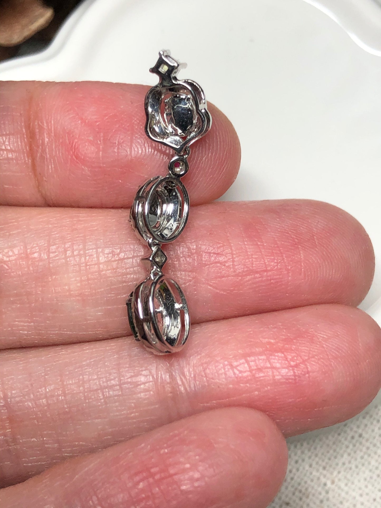 33.9mm Grade A 3 Dainty Cabochon Drop Jadeite Jade Pendant Necklace 18K Gold