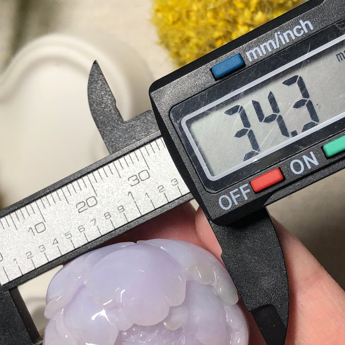 33mm Grade A  Yang Lavender Jade Jadeite Flower  Pendant W Rope Tie Necklace