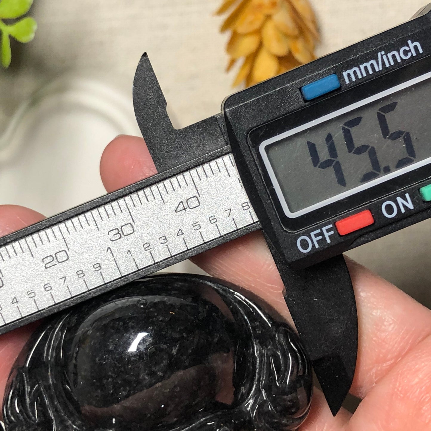 47.9mm Grade A  Big Wuji Black Jadeite Jade Carved Buddha Pendant W Rope Tie Necklace