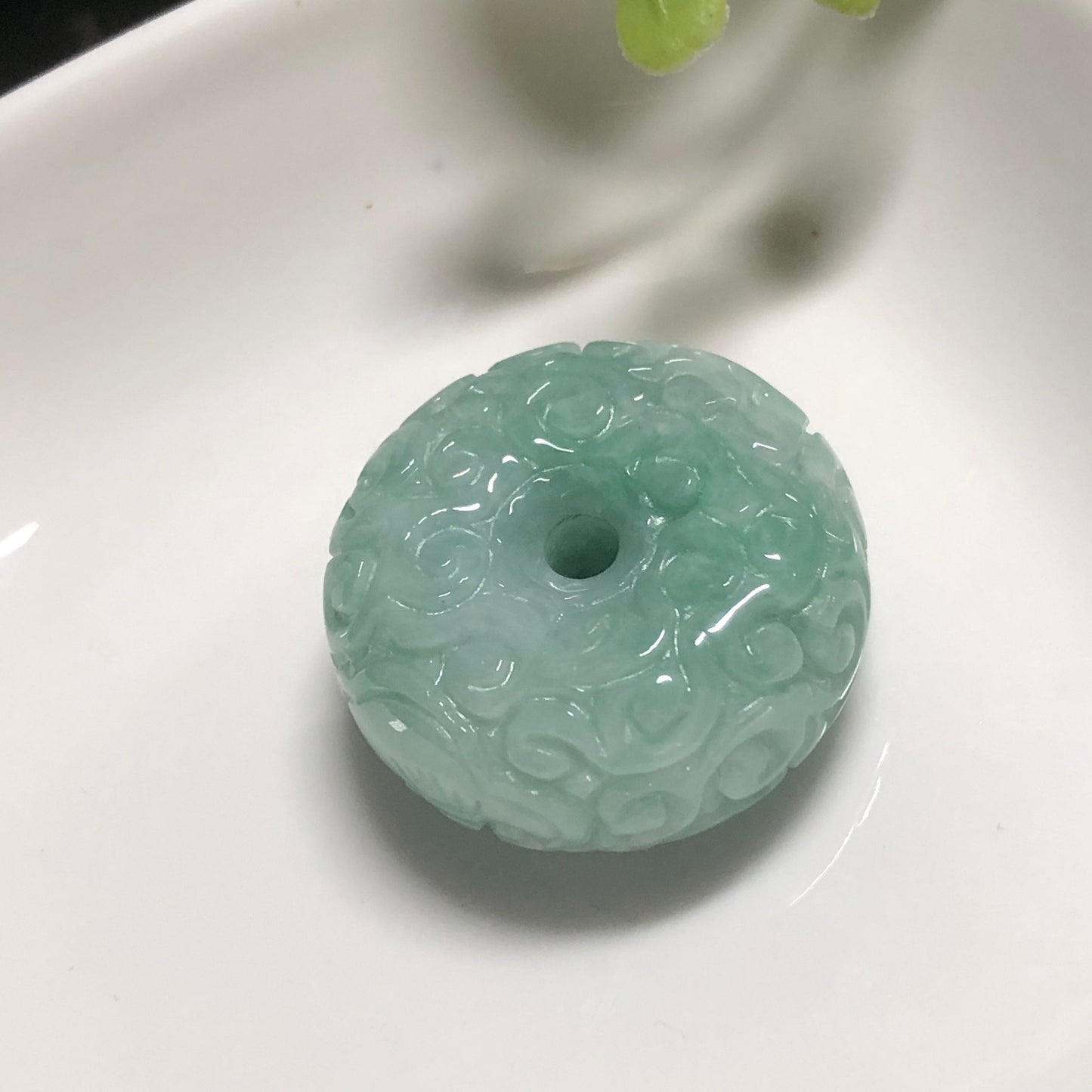 27mm Certified Grade A Jadeite Jade Carved Green Barrel Pendant