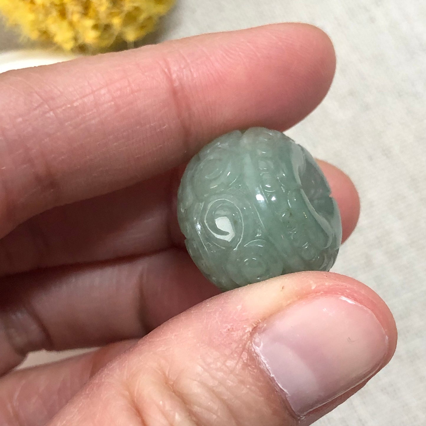 19.7mm Certified Grade A Jadeite Jade Carved Green Barrel Pendant