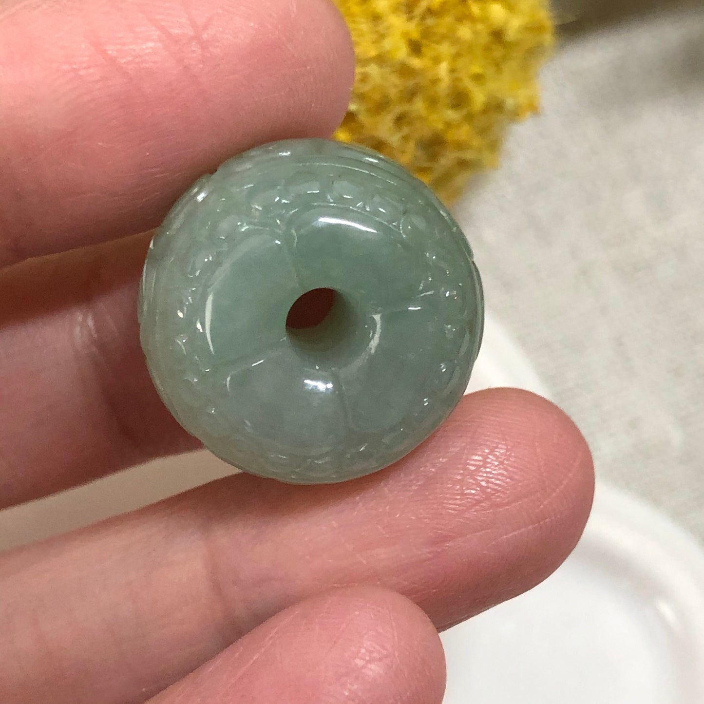 19.7mm Certified Grade A Jadeite Jade Carved Green Barrel Pendant