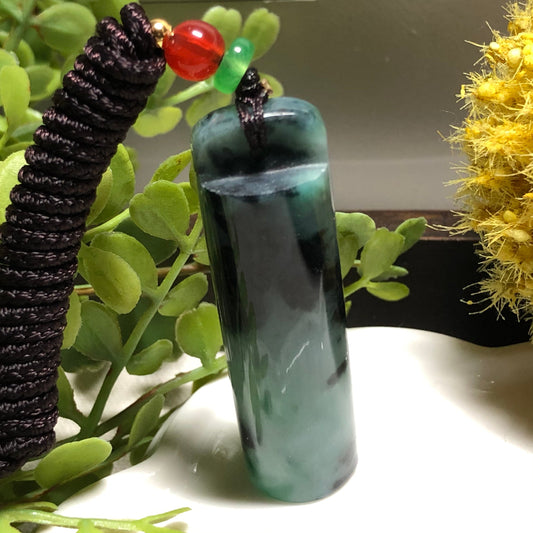 47.1mm Grade A Green Wuji Round Pole Jadeite Jade Glutinous Pendant NEW