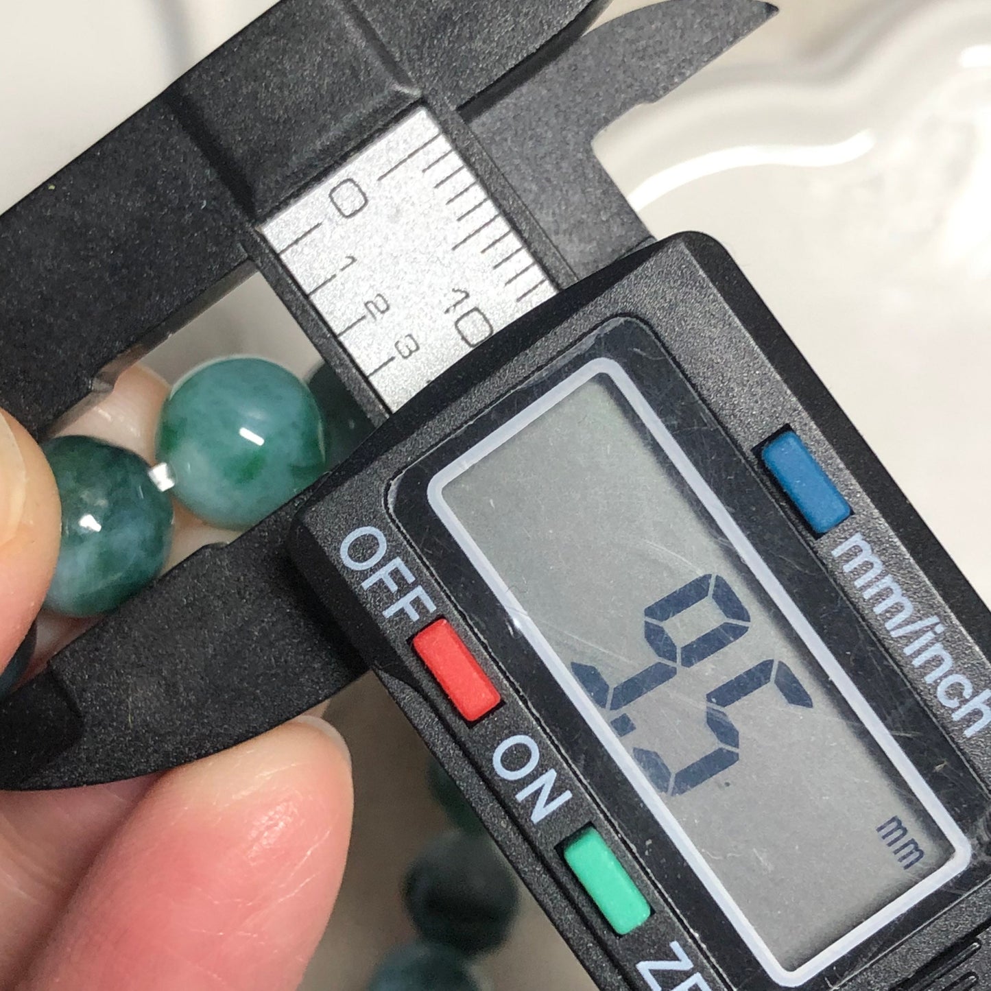 9.4 mm Grade A Blue Green Float Flowers Bead Jade Jadeite Bracelet 21 pcs