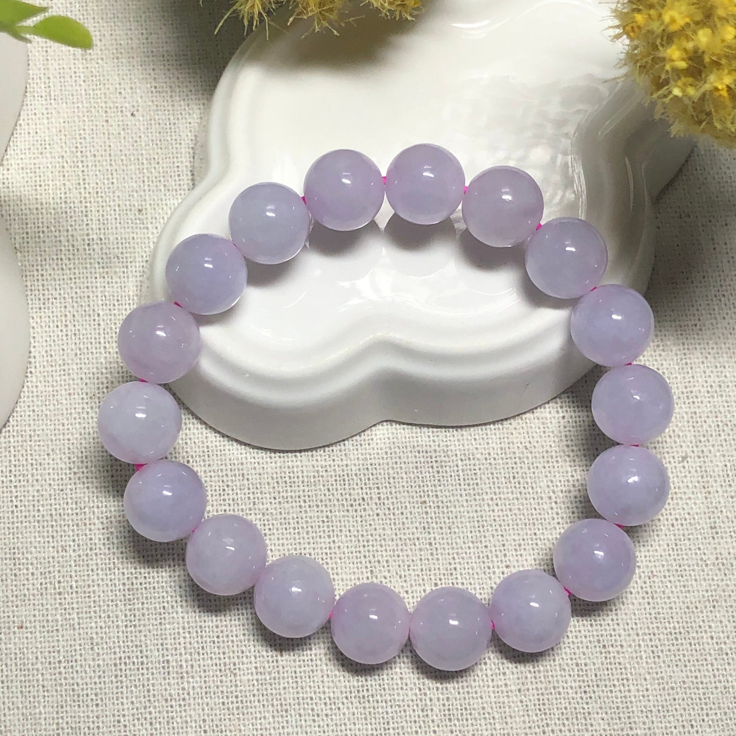 10 mm Certified Grade A Icy Lavender Jade Jadeite Bead Bracelet 18pcs