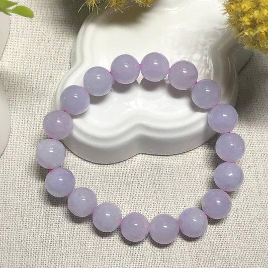 10 mm Certified Grade A Icy Lavender Jade Jadeite Bead Bracelet 18pcs