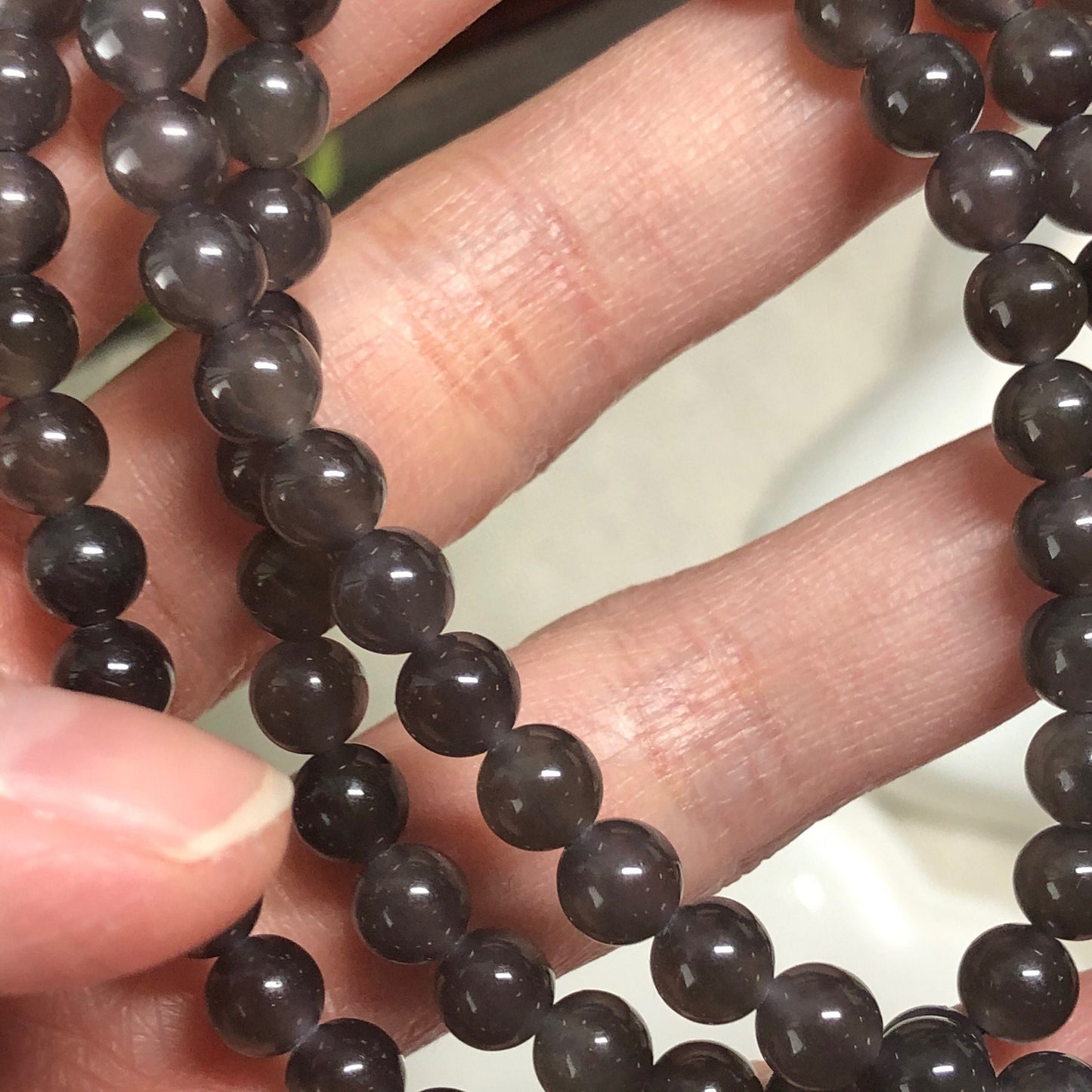 6mm Icy Hetian Nephrite Purple Tone Jadeite Jade Bead Bracelet Necklace 108 pcs.