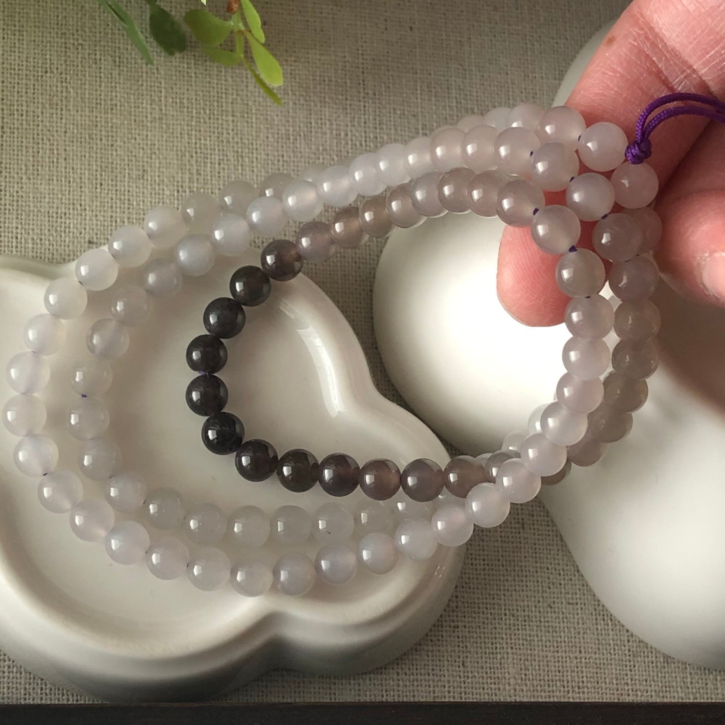 6mm Icy Hetian Nephrite Purple Gradient Jade Bead Bracelet Necklace