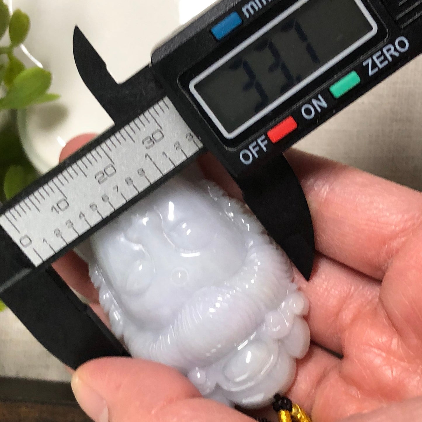 52.8mm Jadeite Jade Glutinous Carved Guan Yin Head Pendant - Unique Design