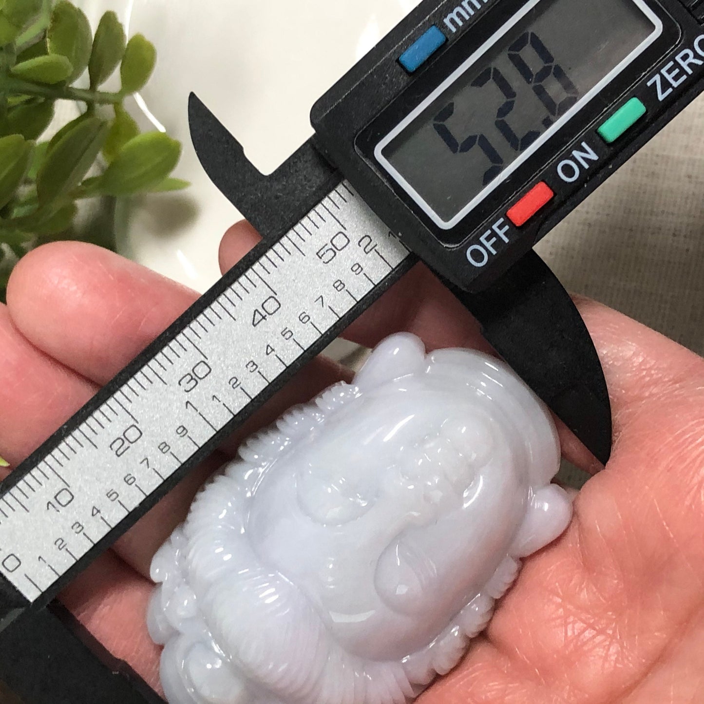 52.8mm Jadeite Jade Glutinous Carved Guan Yin Head Pendant - Unique Design